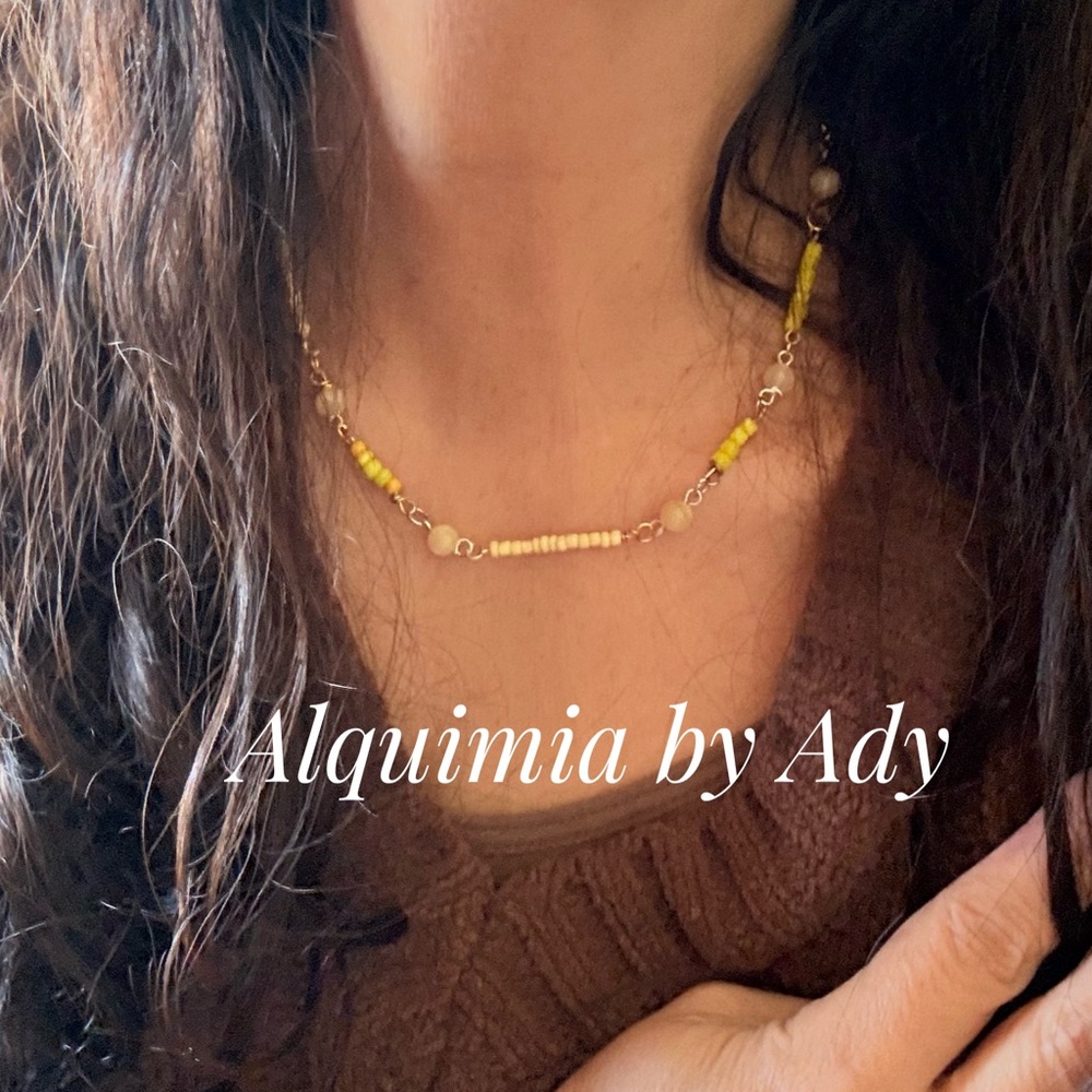 Alquimia Vibrant Yellow citrine and Cream Necklace